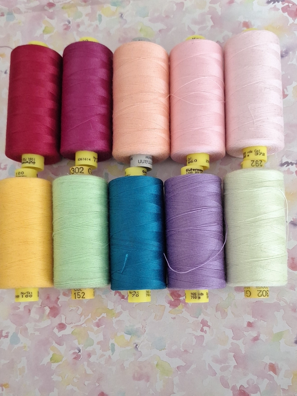 Assorted Pastel Sewing Thread Spools - Multi Color Set Of 10